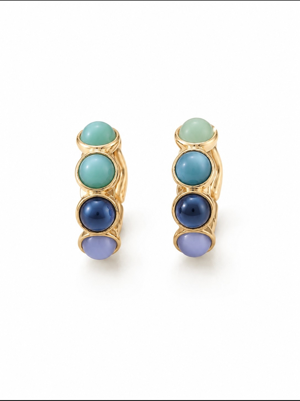 Gold-Tone Blue & Green Multi-Stone Statement Necklace Bracelet And Earrings Set - Picture 3 of 4